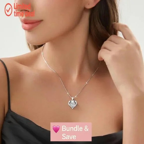 Valentines Day Gifts For Her OOBEE Moissanite Heart Pendant Necklace For Women 925 Sterling Silver Fine Jewellry Gifts For Women, Anniversary Birthday